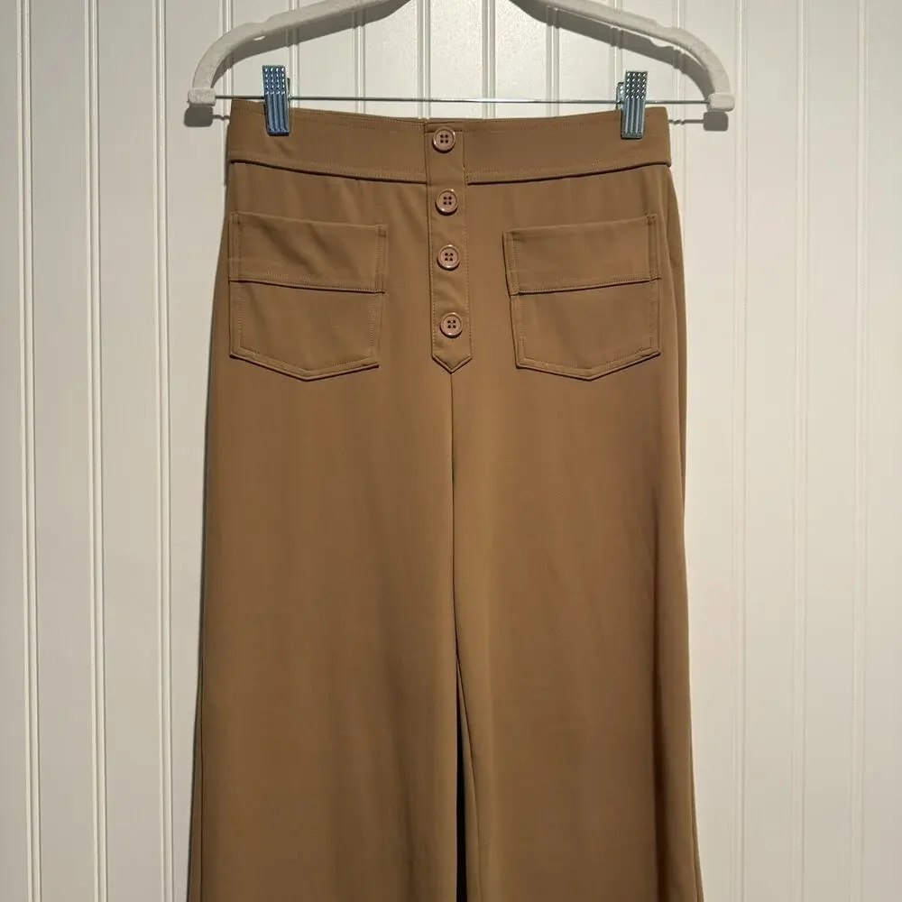Halara Day Stretch High Waisted Straight Leg Pants Pull On Tan Size Small
